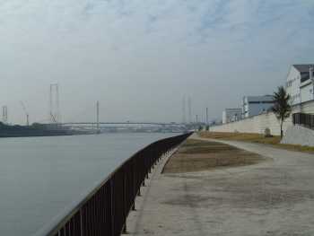 尼崎市東初島町(中島川)から下流を望む