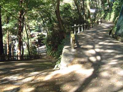 箕面大滝から、滝の上の道路までの九十九折の道