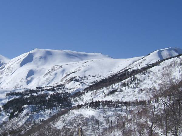栂の森ゲレンデから見た白馬乗鞍岳東斜面と天狗原からの斜面